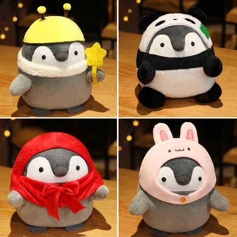 Kawaii pinguim recheado de pelúcia pingente de pingente de coelho e brinquedos tigres bebê bebê mole pinguim pop crianças menina presente de aniversário j220729