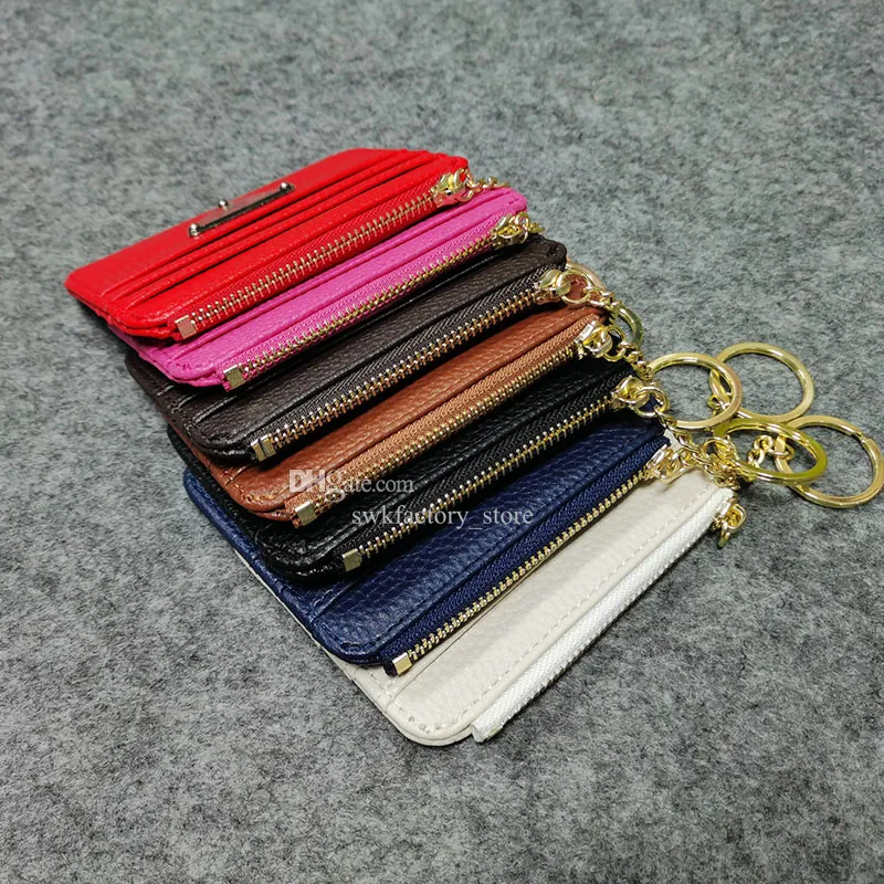 Luxury designer Wallet Damier Coin Purse Keychains Zippy Lady chain Wallets Fold Card Holder Passport Women flower Purses key Pouc264A