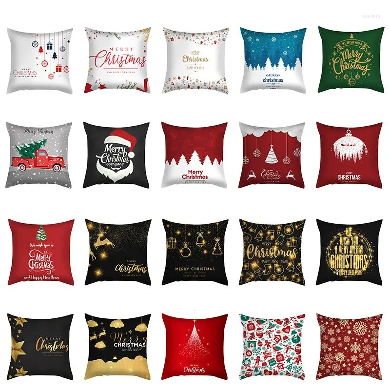 Décorations de noël 45x45cm taie d'oreiller joyeux housse de coussin ornements de noël maison salon décoration cadeau bonne année 2022