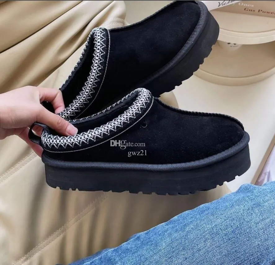 Kadın tasarımcı botları tazz terlik kürk slaytlar Avustralya klasik ultra mini platform botu Tasman slip-on les petites süet yün karışım patik yüksek kalite