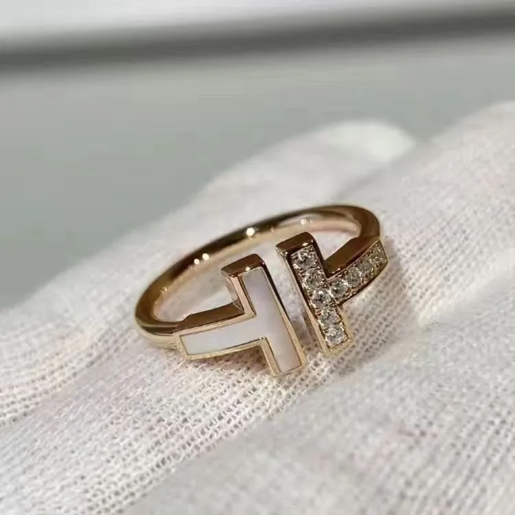 Luksusowy projektant mody Ring Tiffny Letter Double T Diamond Ring296b