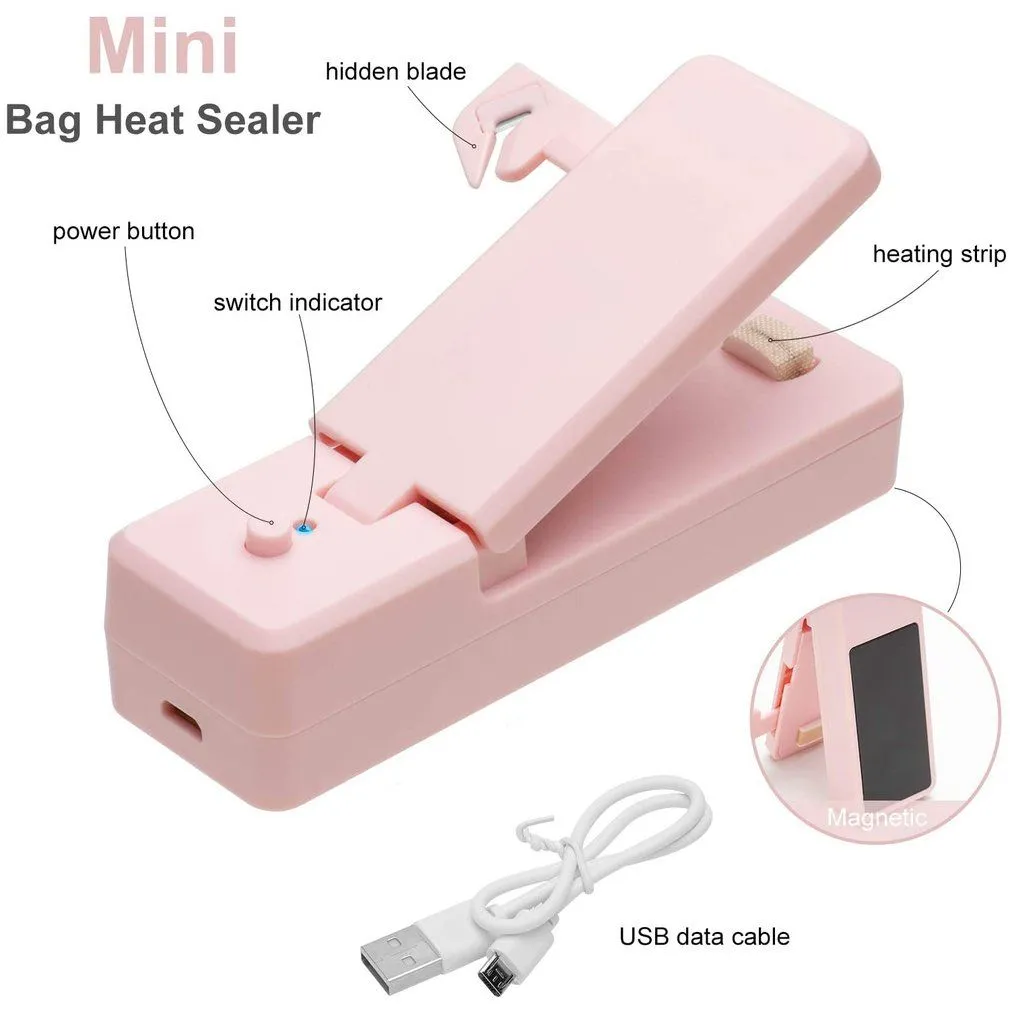 2 in1 Chip Bag Sealer Handheld Bag Heat Vacuum Sealer USB