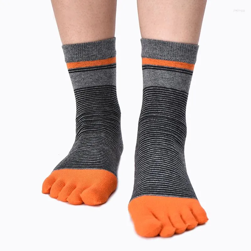 Men's Socks 2022 1Pairs Cotton Toe Men Boy To Protect Ankle Five Finger Compression Stripe Crew Boat Fashion