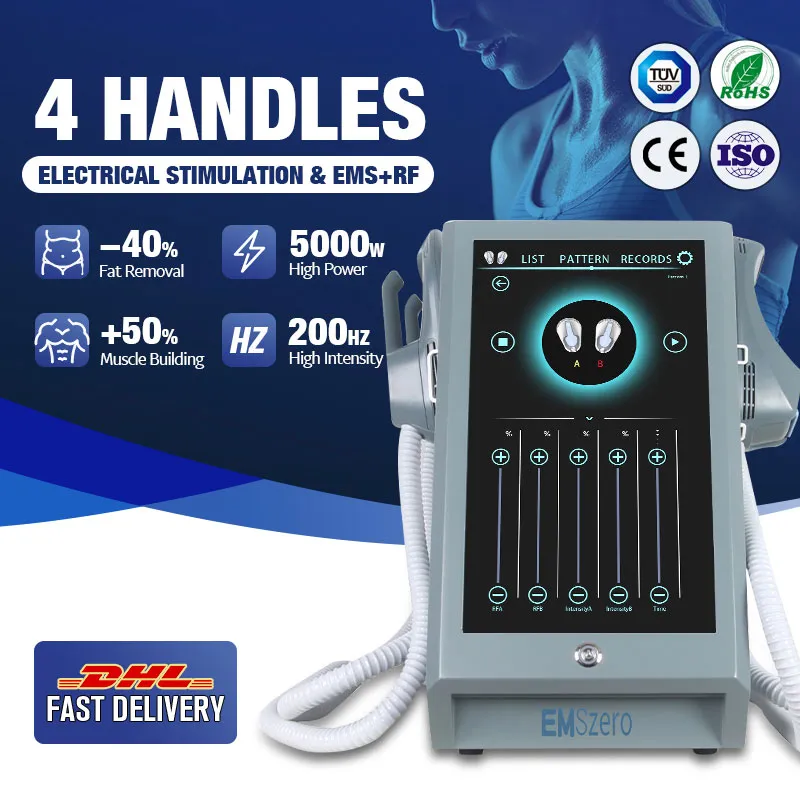 Máquina de beleza de emagrecimento do EMS Reduce a perda de peso 4 alças de aquecimento de 100-230V de largura RF 5000W 200Hz