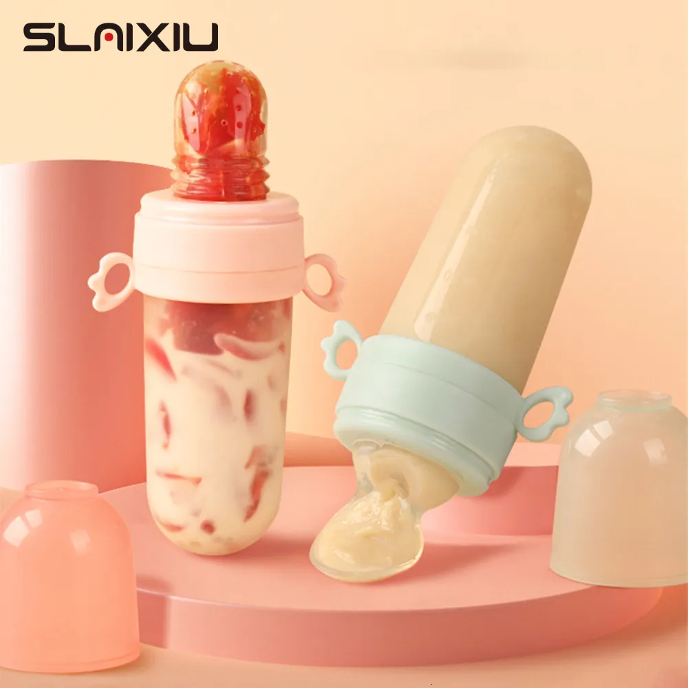 US Baby Silicone Squeeze Feeding Bottle with Spoon Food Rice Cereal Feeder  US US