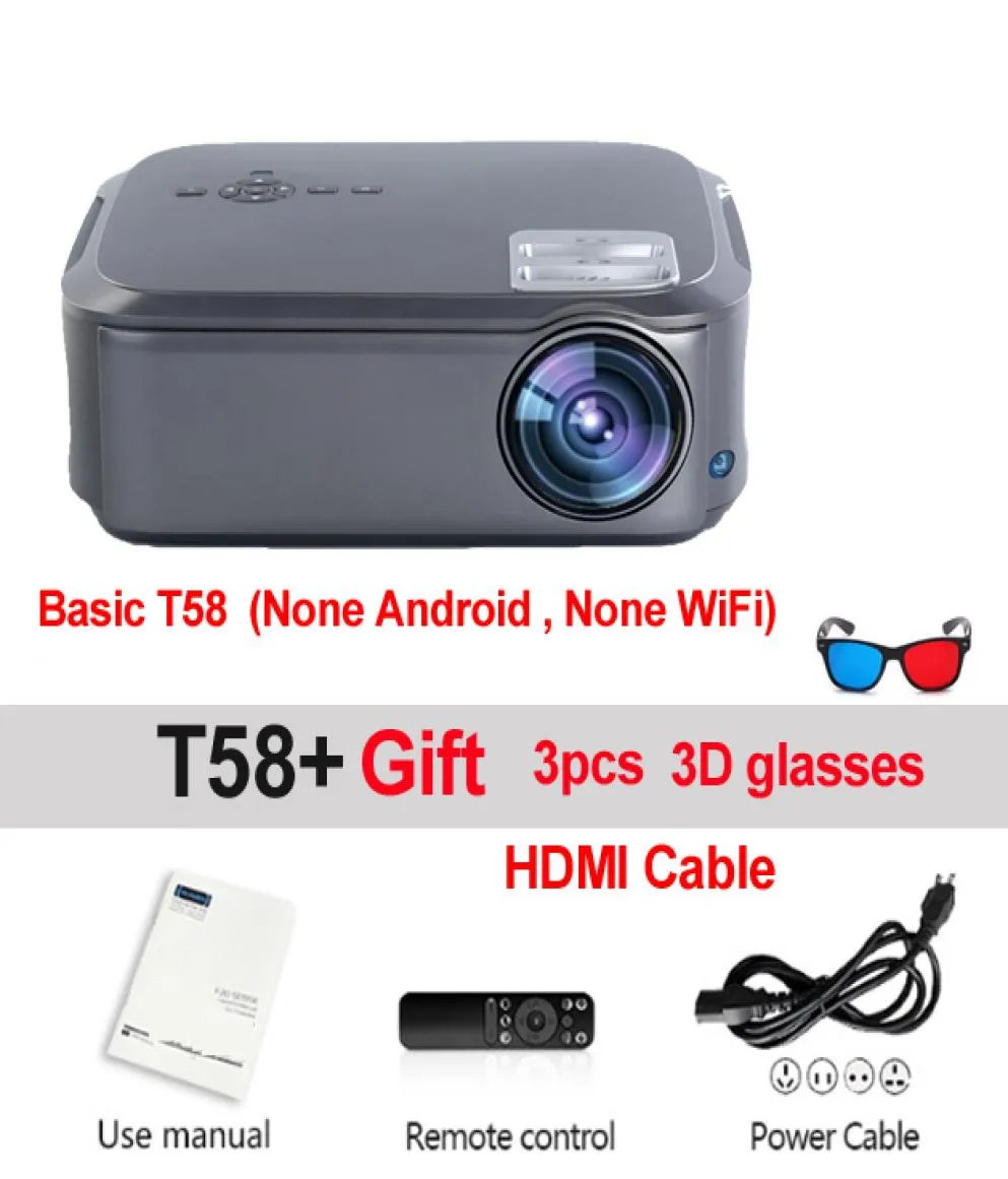 Full HD 1080P Projector 200inchT58 Android 90 WiFi LED Home Theater Projector HDMI PC Video Game Mobile Proyector B