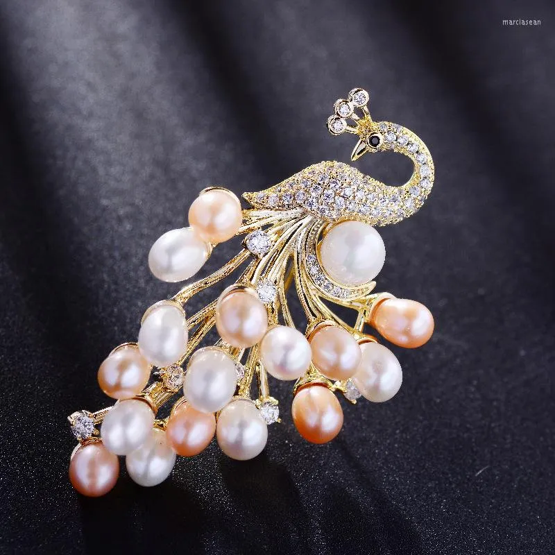 Brooches Fashion Peacock Freshwater Pearl Brooch High-end Creative Atmosphere Coat Wedding Corsage Accessories