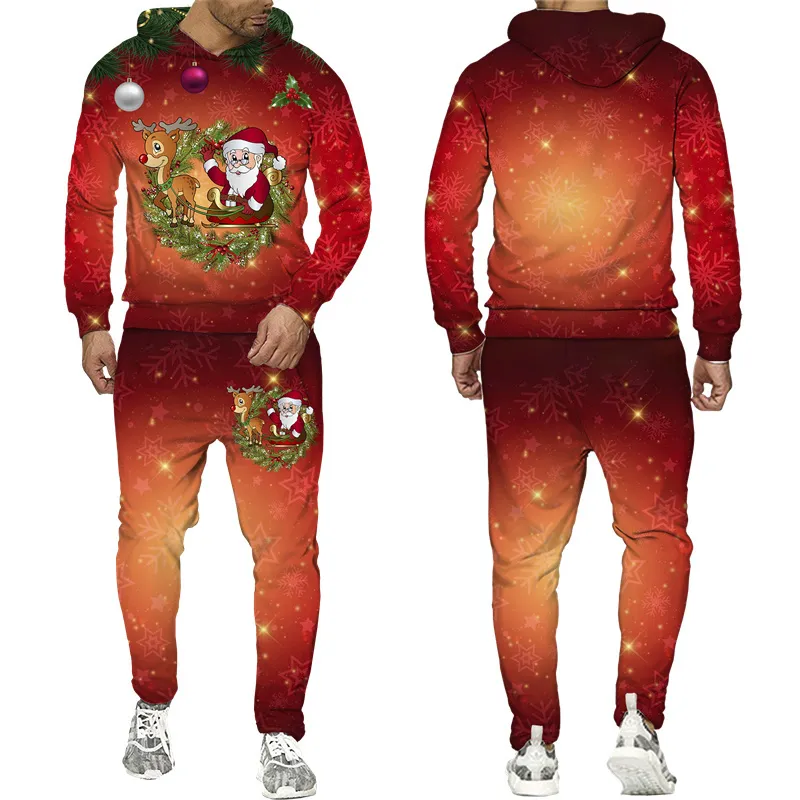 Men's Tracksuits New Year's Couple Outfits Christmas 3D Printing Fashion Women Plus Size S-7XL Harajuku 010