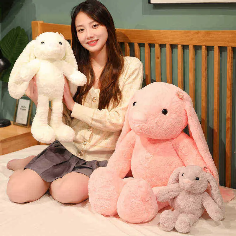 1 stc 3890 cm Kawaii Fluffy Rabbit Plush Toys Bunny Soft Stuffed Dolls Kids Toys Baby Sussen voor meisjes verjaardagscadeau J220729