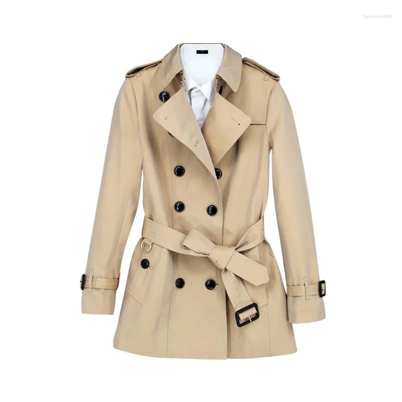 Women's Trench Coats Women's Short Beautiful Slimming Coat For Spring Autumn Elegant Classic British Style Double Breasted Overcoat