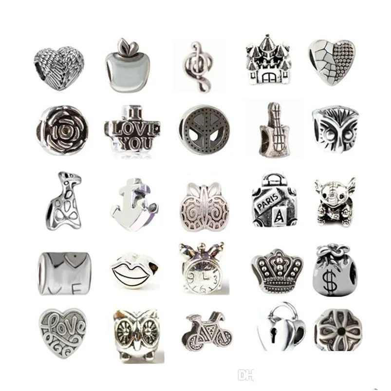 Charms Mix mindestens 33 Stil Legierung Charm Bead Modeschmuck europäisch für Pandora-Armband Promotion Drop Delivery Findings Componen Dhqxw