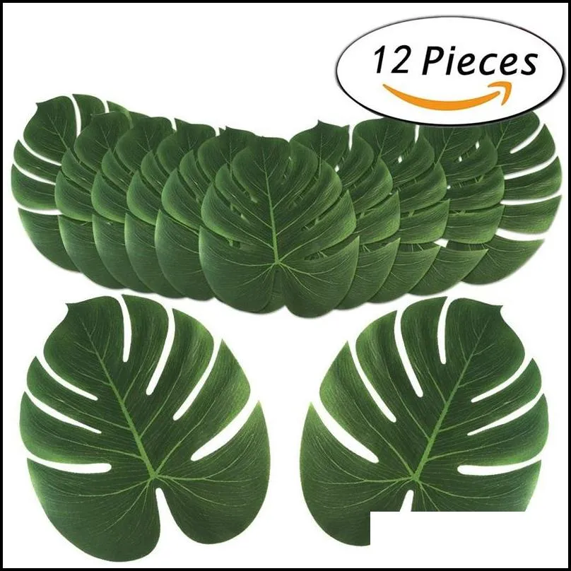 35x29cm artificial tropical palm leaves party decorations fake leaf for home wedding banquet table dinner mat garden wall decor 14 5hb