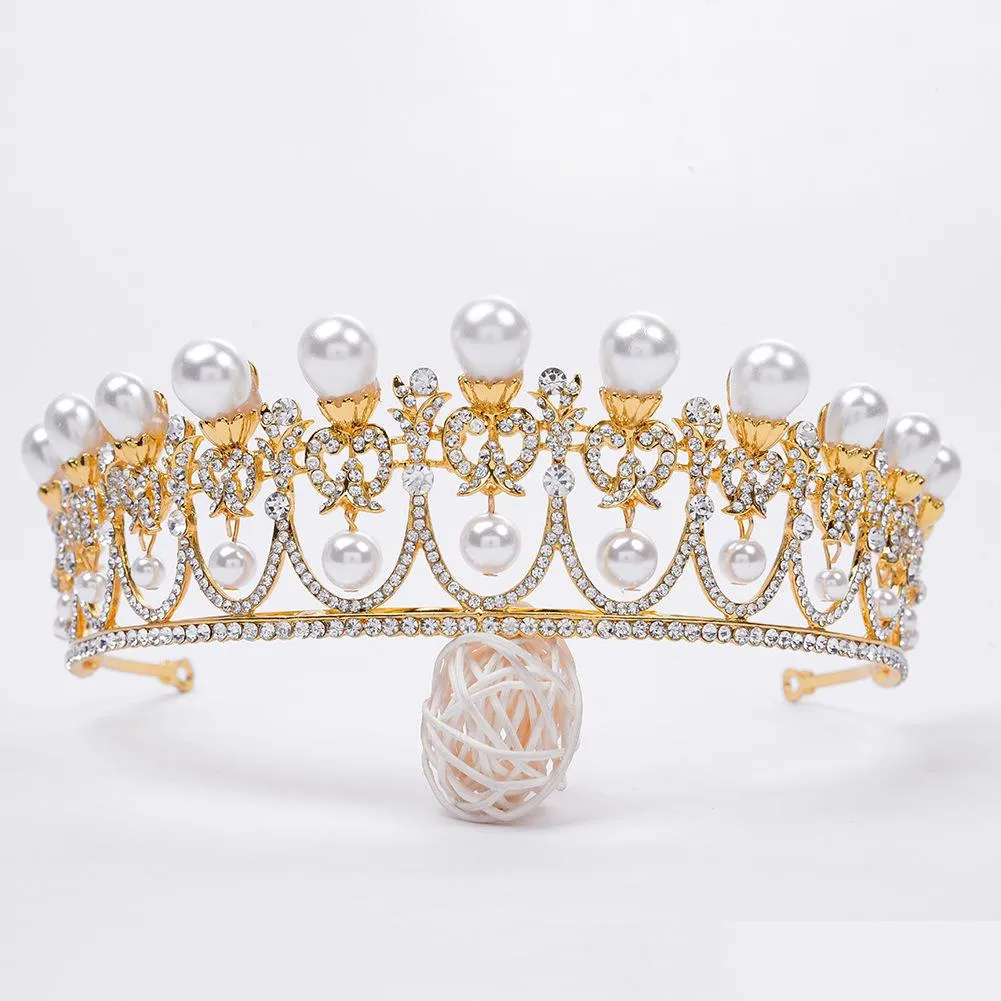 Hochzeit Haarschmuck 2021 Neue Vintage Barock Braut Tiaras Zubehör Prom Kopfbedeckung Atemberaubende transparente Kristalle Hochzeit und Cr Dhgarden Dh1Ng