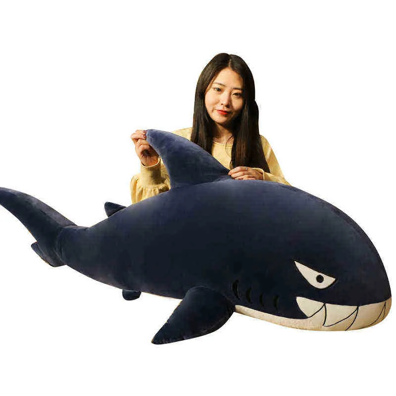 6080100120Cm Shark Cuddles Cuddle Shark Kids ldren Toys Boys Pillow Girls animal Reading Pillow For Birthday Gift J220729