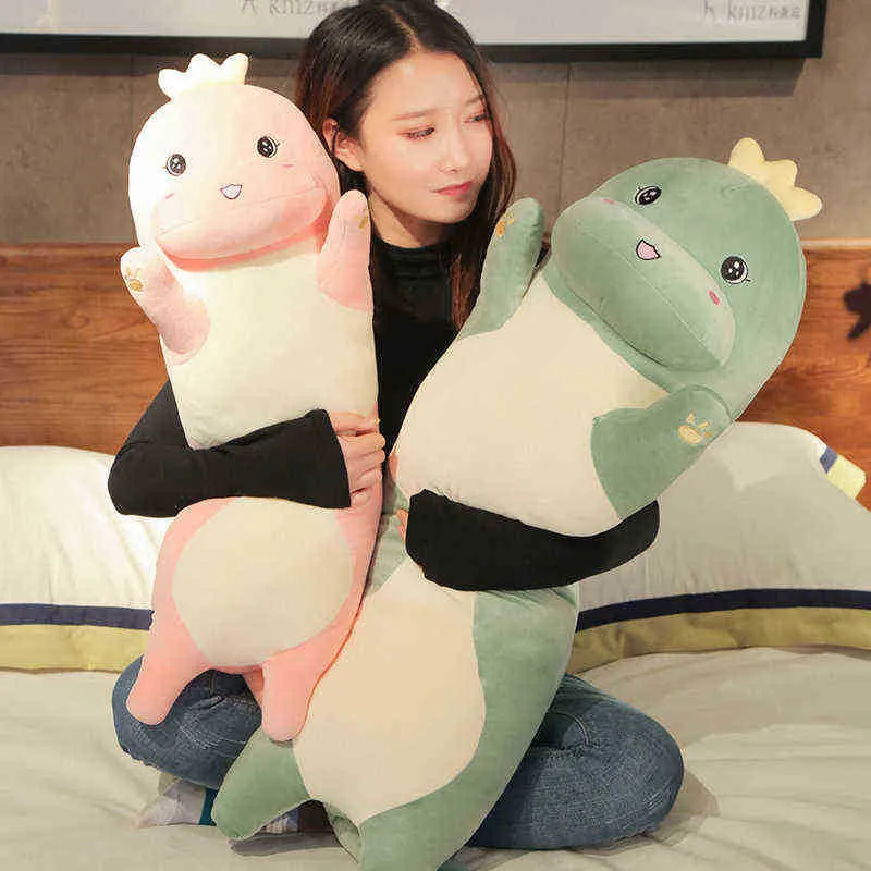 Kreative Neue Kawaii Schlafen Lange Dinosaurier Puppe Kuscheln Büro Seesack Kissen Spielzeug Für ldren Nette Kuschel Mädchen Geschenke J220729