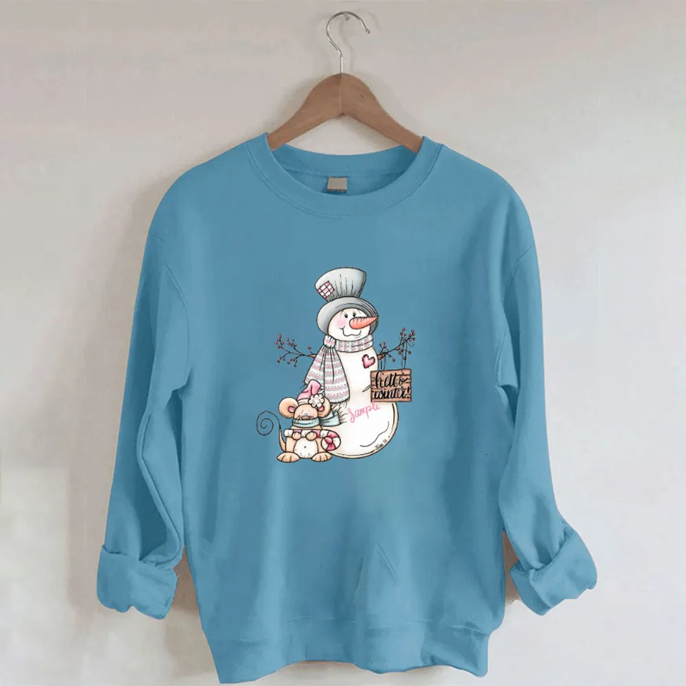 Sweats à capuche pour femmes Sweatshirts Mode Bonhomme de neige Dessin animé Sweat-shirt Chemise décontractée Col rond Rue Hiver Polyvalent Tops Plusieurs couleurs 221124