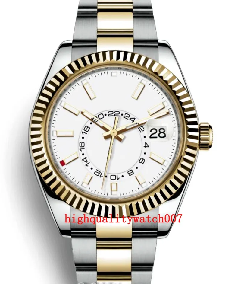 TopSelling Quality Watches New Version Sky 42mm White Dial 326934 326938 326935 326939 Automatisk 2813 Mekanisk 18K Rose Gold Steel Mens Watch armbandsur