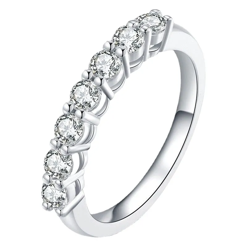 Solitärring, 0,7 ctw, 3 mm DF, Rundschliff, Verlobung, Hochzeit, Lab-Grown-Diamant, Band aus Sterlingsilber für Damen