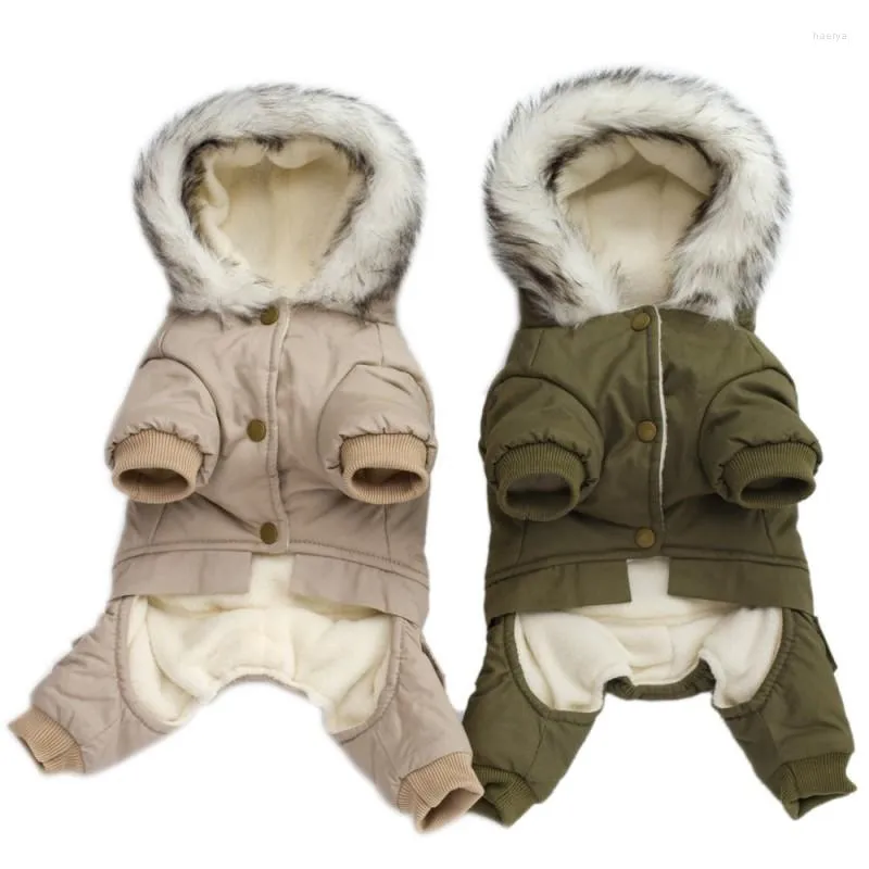 Hundebekleidung Winter Haustierkleidung Warmer grüner Mantel Overall verdickte Kleidung für Yorkshire Teddy Hunde Kostüm Welpen Outfit Jacken