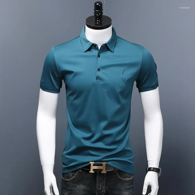 High Quality Mens Embroidered Cool Golf Polos In Lake Blue Cotton For