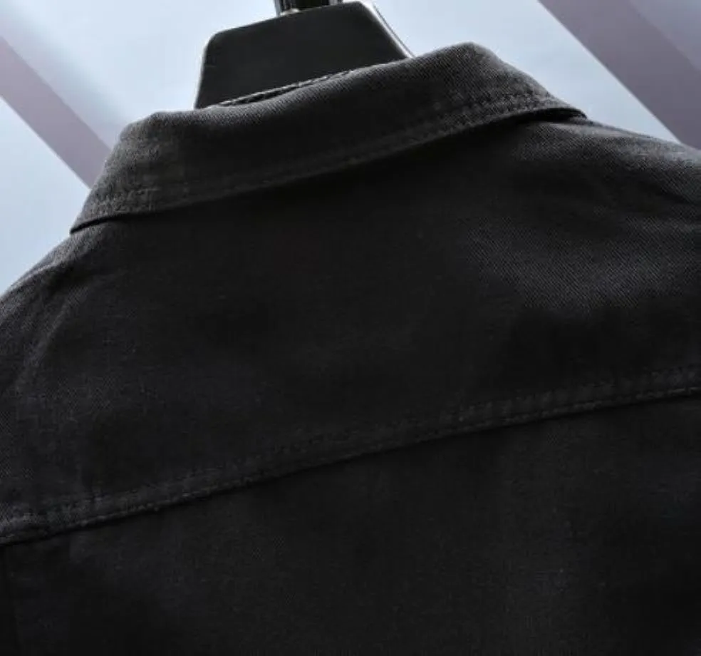 남성용 재킷 겉옷의 의류 의류 남성 검은 세탁 장 데님 재킷 남성 스프링 가을면 코트 남자 슬림 핏 옷깃 칼라