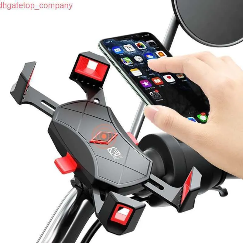 Car Bicycle Motorcycle Phone Holder Automatic Lock Handlebar Mirror Mount Bracket 360 Rotation GPS Bike Stand For iPhone HuaWei