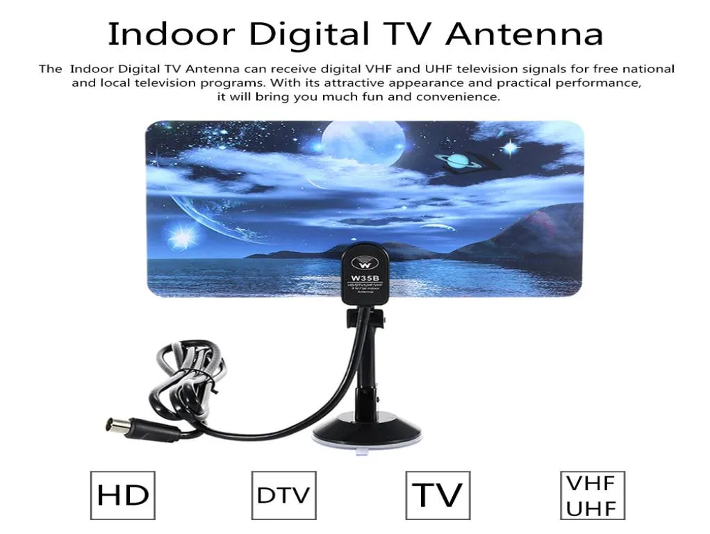 W16PH08 Indoor Digital TV Antenne 35DBI High Gain Full HD 1080P VHF UHF DVBTAerial IEC -connector voor DTV TV3661015