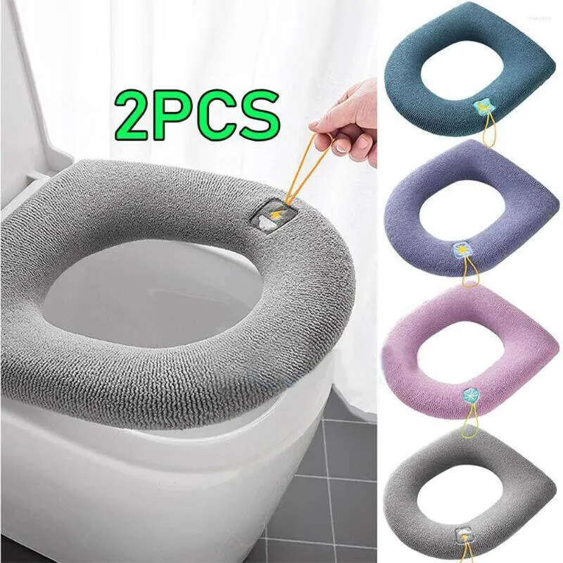 Toiletstoelhoezen 2x zachte met haak badkamer wasbare wastafel warmer kussenmat vier seizoenen pluche pad huis