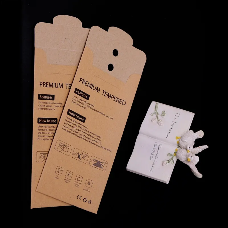 Custom LOGO Universal Mobile Phone Toughened Glass Film Packaging Kraft Paper Box For IPhone X XR 12 13 14 Pro Samsung Galaxy S21 A340