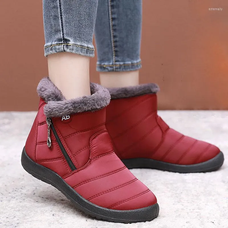 Boots Women مقاوم للماء Snow Plush Warm Winter Shoes for Lightweight Lighted Lights 2022 Ladies Botas Mujer