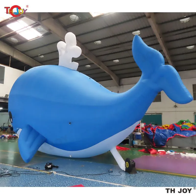 utomhusspel aktiviteter 8m Längd Blue Giant Uppblåsbar Whale För City Parade Decora eller Party Show Dekoration
