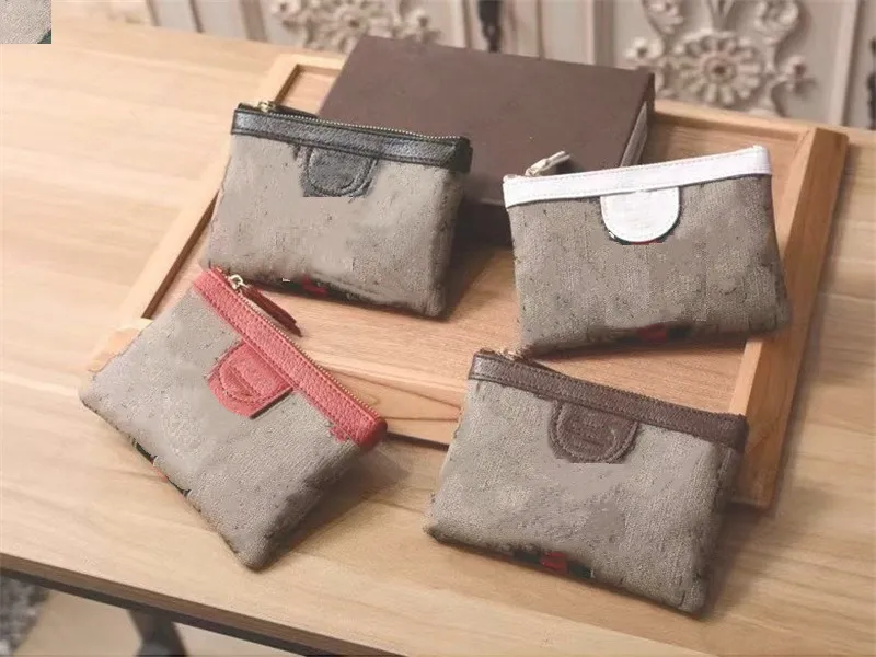 Münztaschen, Vintage-Münzen, Geldbörse, Schlüsseltasche, Designer-Geldbörse, Lippenstift-Tasche, Kartenhalter, Reißverschluss, Schlüsselkette, Briefdruck, echtes Leder mit Originalverpackung, Staubbeutel, 14 cm