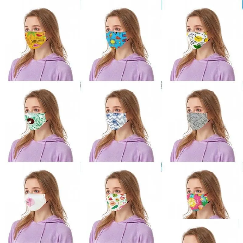 Maski designerskie maska ​​twarz chronić letni liść usta oddech oddech wielokrotnego użytku mascarilla bawełniana tkanina rozpowszechniona pył pm2. Dhgarden Dhbdn
