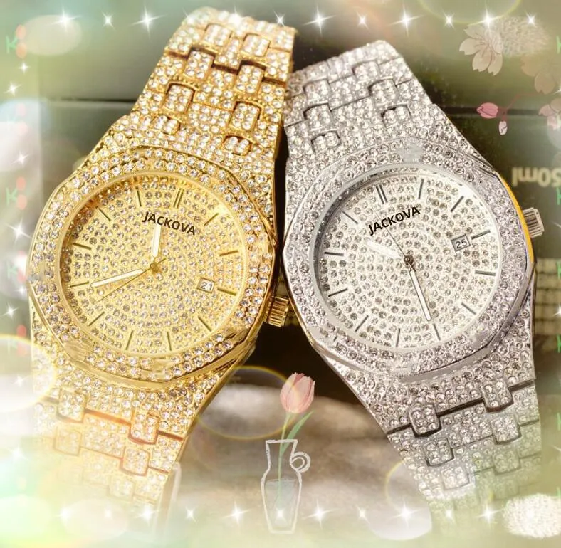 Montres pour hommes avec cadran en diamant complet, mouvement à quartz de 42 mm, ciel glacé, ciel étoilé brillant, amoureux de tous les crimes, robe, bracelet, montre-bracelet, cadeaux de Noël de la Saint-Valentin