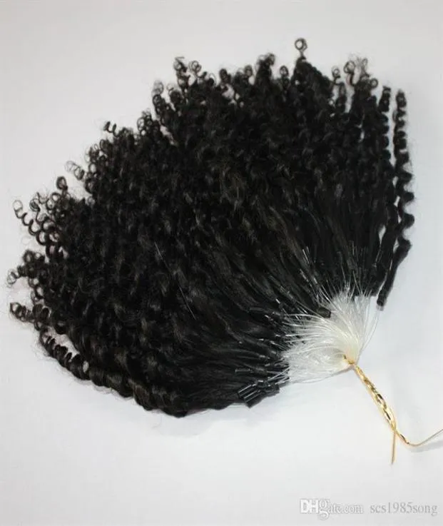 Micro anel certificado Bwhair CE 400s Lot Kinky Curly Loop Hair Extensions Color natural257h