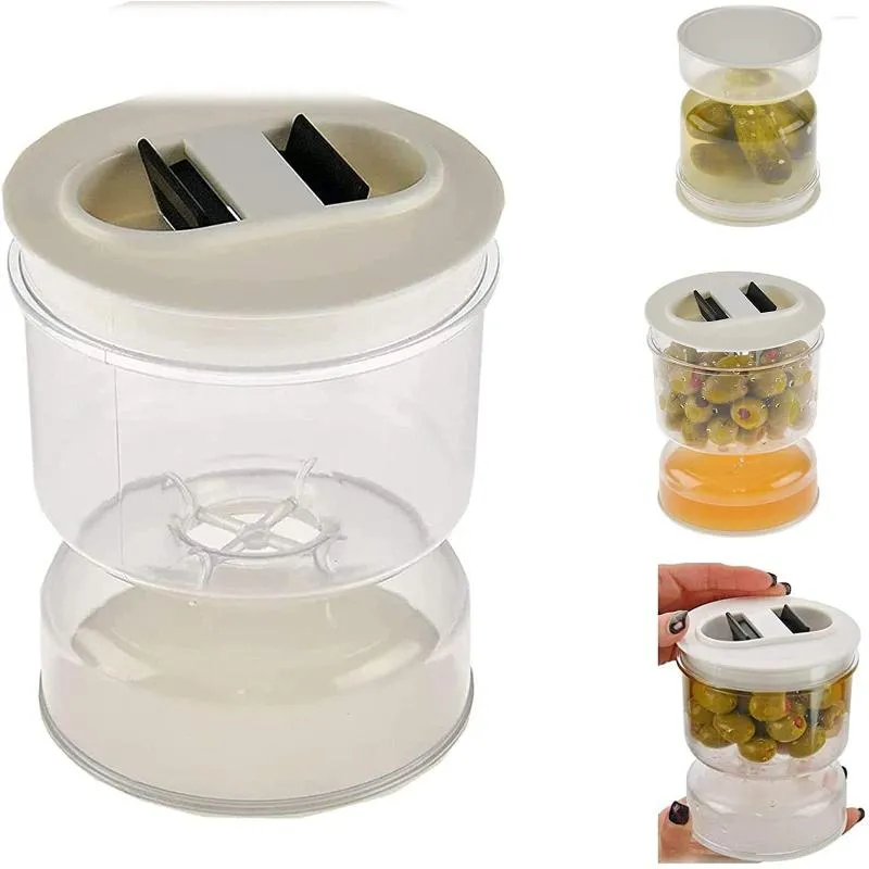 Garrafas de armazenamento picles Jar Jar e molhar Dispensador ampulheta com filtro de alimentos para o separador de cozinha em casa Organizador pequeno