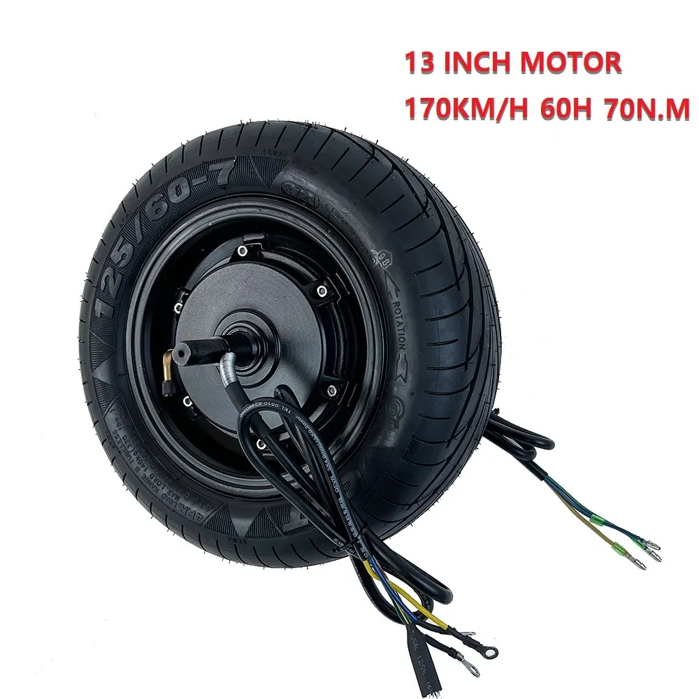 عزم الدوران العالي 13 بوصة كهربائية 170 كم/ساعة CityCoo Gear Motor 60H 60V 72V 96V 7000W Hub Motor 70n.M Scooter UTV