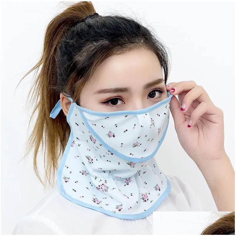 Designer Masks Fashion Designer Face Mask Ice Silk Mti Colours Flower Respirator Breathable Sun Proof Outdoor Sport Ride Mouth Masks Dhwza