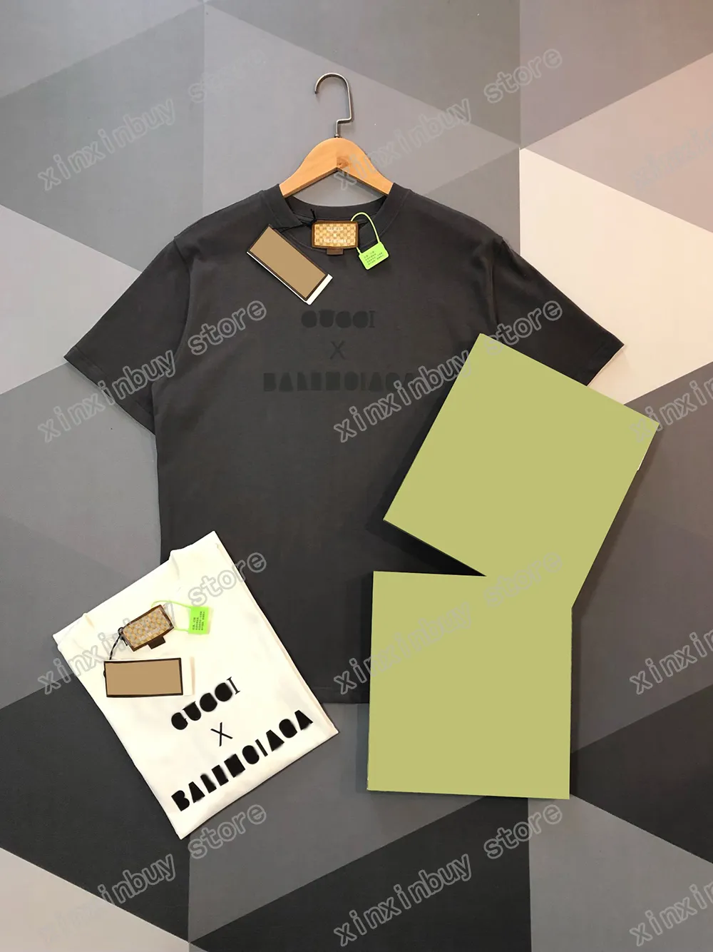 xinxinbuy Camiseta de diseñador para hombre Camiseta con estampado de letras de grafiti en la espalda de manga corta de algodón para mujer verde blanco negro gris XS-2XL