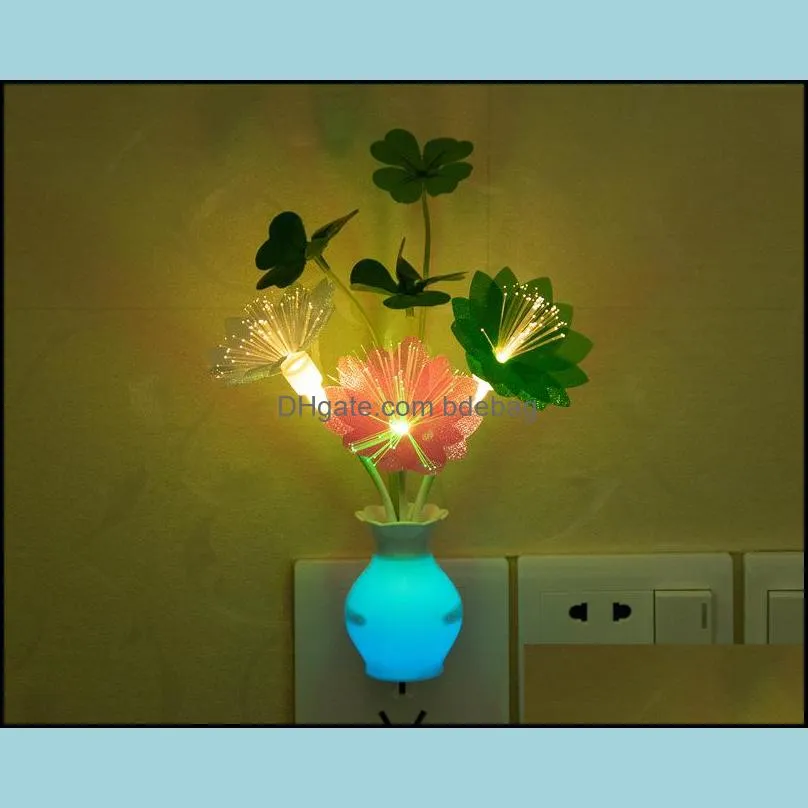 Conseils de décoration de fête Lampe de contrôle de la lumière LED Fleur Feuille Vase Bouchons Lumières Lampes à lueur chaude Fête Maison Inductive Électrique 2 5Lja N2 D Dhusr