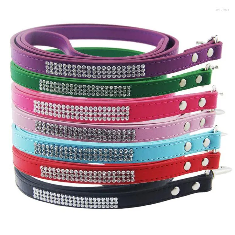 Dog Collars Pet Dogs Harness Leashes Bling Rhinestone Small Lead Leash Crystal Diamond Puppy PU Walking Pets Supplies