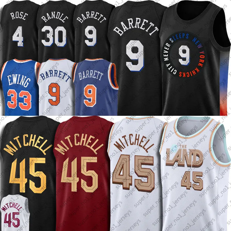 Donovan Mitchell RJ Barrett Basketball Jersey New Evan Mobley Julius Randle Patrick Ewing Jerseys