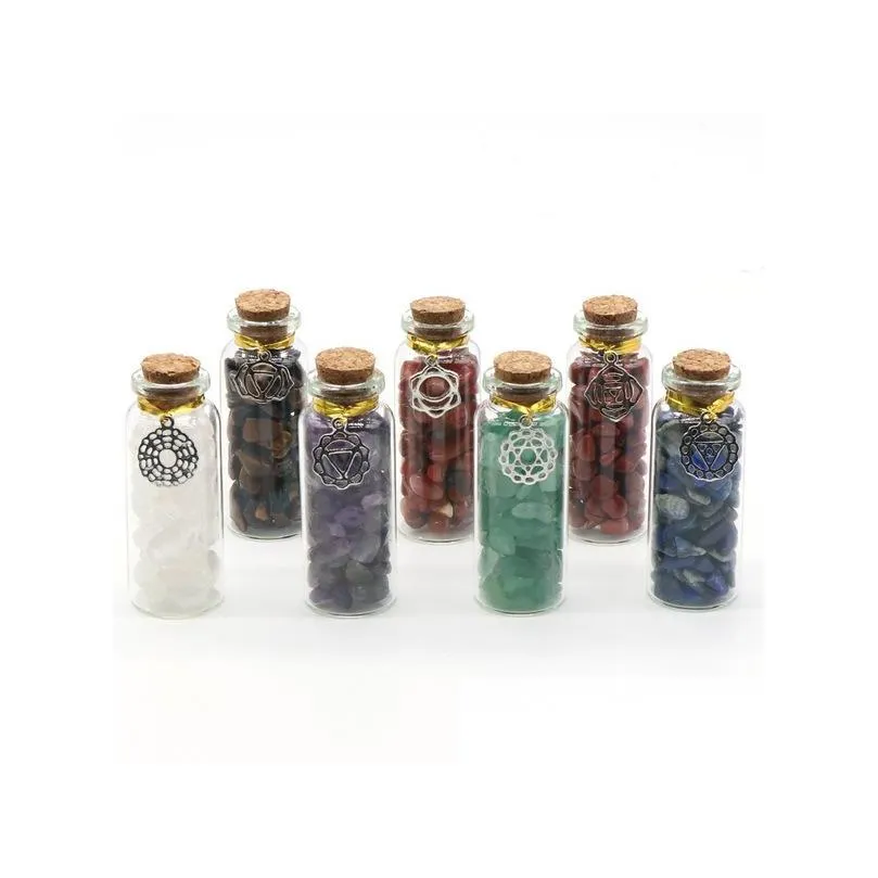 Autre décor à la maison Art concassé pierre naturelle dérive bouteille Yoga 7 Chakras spécimen symbole cristal puces ornements décor à la maison goutte de Dhatl