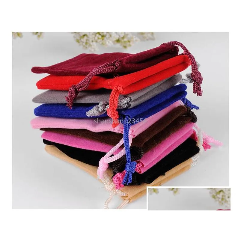 Sacchetti per gioielli Borse Borsa morbida per gioielli Sacchetti Veet Sacchetti Dstring Per gioielli Regalo Confezione cosmetica Nero Rosso 5X7 7X9Cm 8X10 10X Dh1Sb