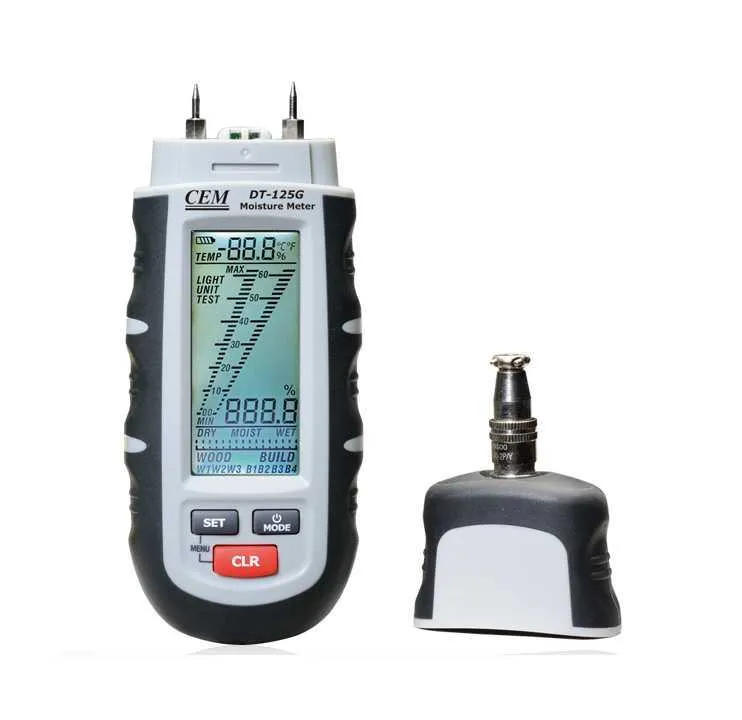 CEM DT-125G Verschillende professionele externe sondes houten vochtmeter ook voor gips bouwmaterialen papier beton