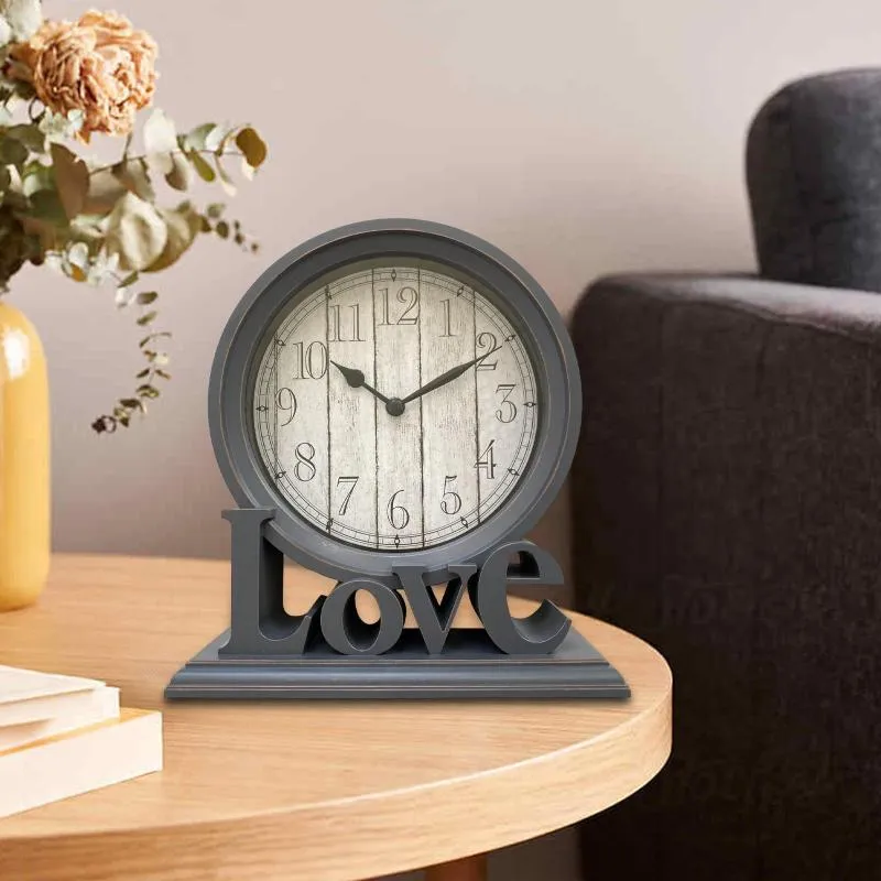 Relojes De Mesa, Reloj De Escritorio Redondo, Relojes Decorativos De Amor  Sin Tictac Para Oficina, Sala De Estar, Dormitorio, Decoraciones De Granja  De 17,06 €