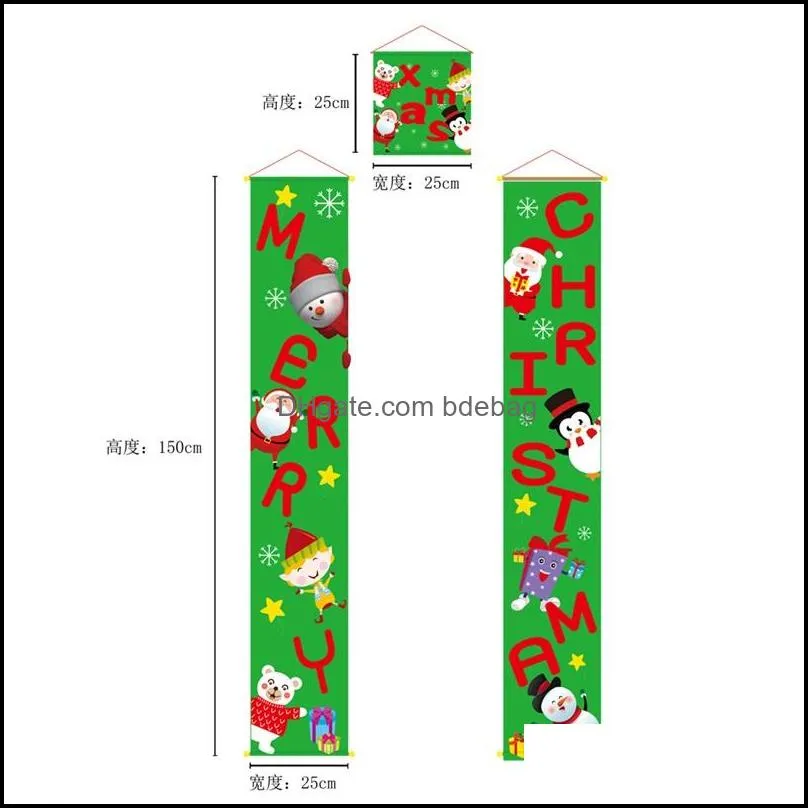 Decorazioni natalizie Mangia Disegni Tenda per porta Cartone animato Babbo Natale Pupazzo di neve Modello Natale Banner natalizio per decorazioni per feste all'aperto Dh9Ir