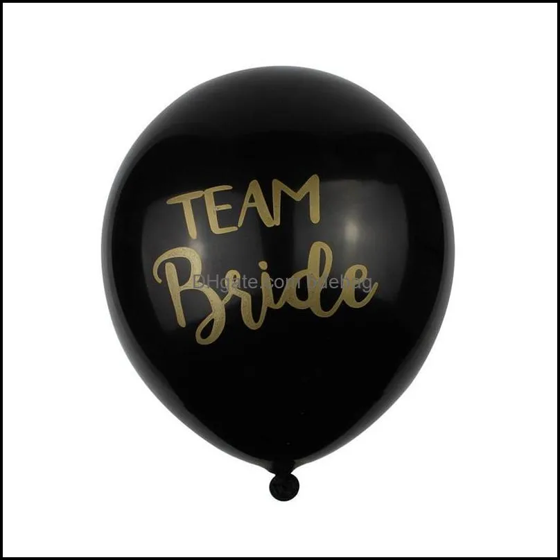 Party Decoration 12Inch Team Bride Balloon Romantic Cute Anniversaire Round Latex Ball Diy Hen Night Bachelorette Wedding Party Deco DHCDI