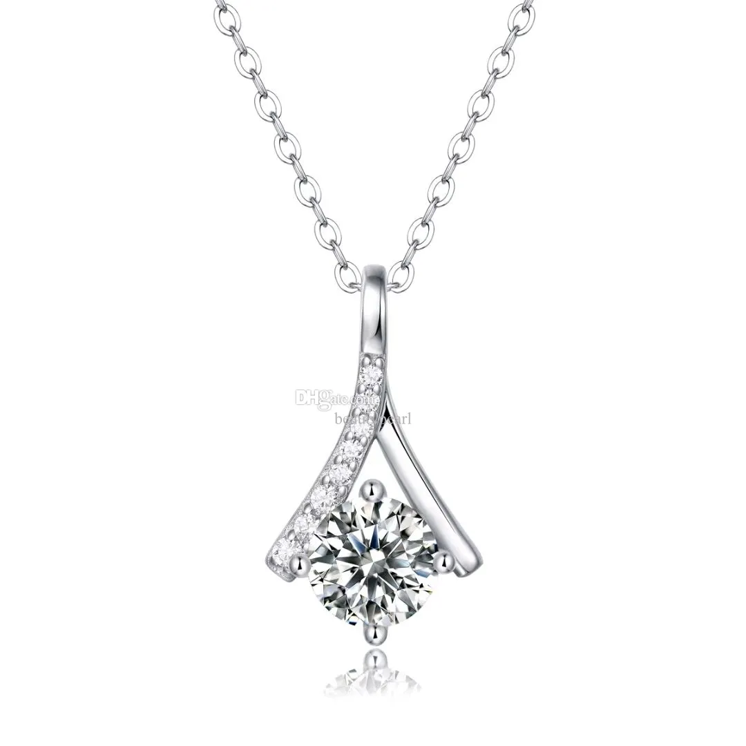 S925 pendentif en argent Sterling qualité 1ct Moissanite beau ruban fête des mères collier maman cadeaux en gros