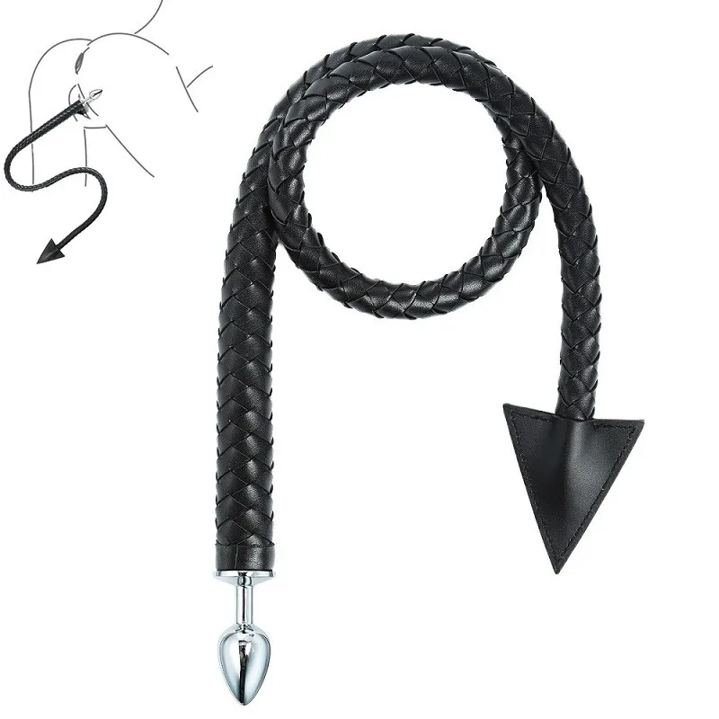 Läder lång rumpa plugg svans anal pärlor slav häst piska plug cosplay flogger flapper anus stimulator erotisk unisex kvinna